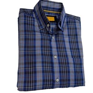 ROBERT TALBOTT CARMEL Blue Plaid 100% COTTON Button Down Casual Shirt Sz M NWOT